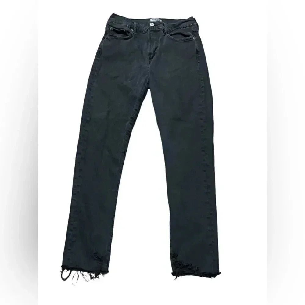 AGOLDE Toni Mid-Rise Slim Straight lyocell blend Jeans in Feral black sz 27 - Picture 3 of 10